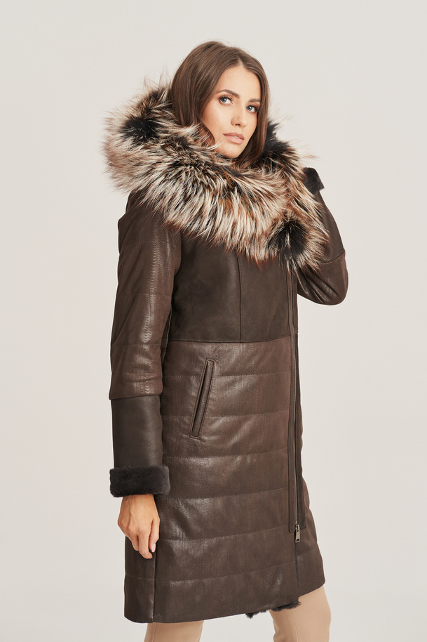 Geacă de iarnă din piele naturală pentru femei