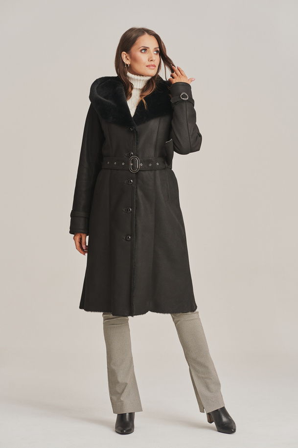 Palton damă lung din piele naturală