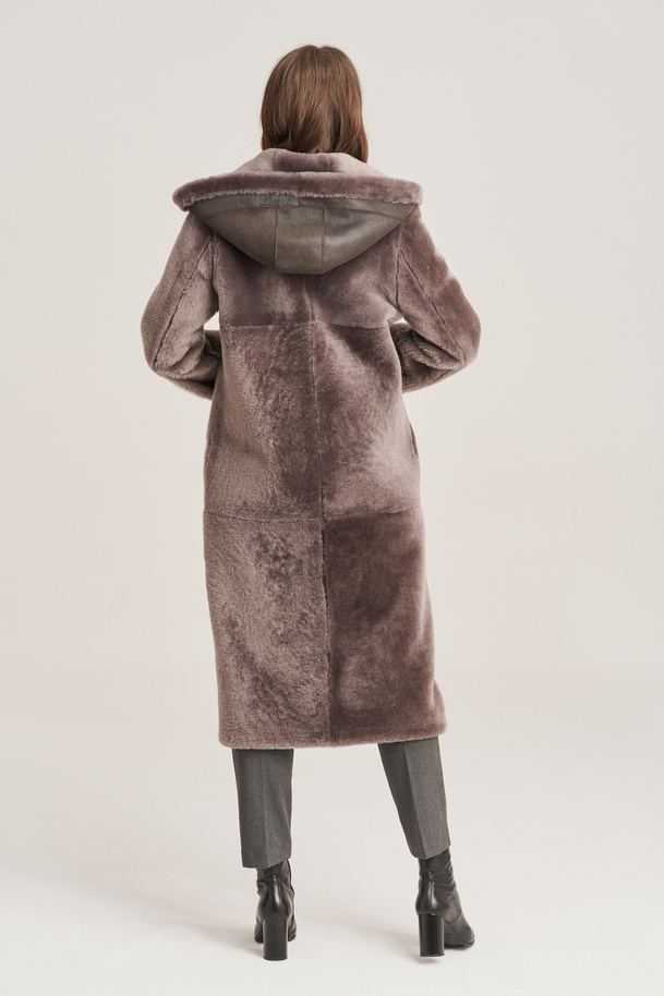 Palton lung din piele de oaie naturală pentru femei