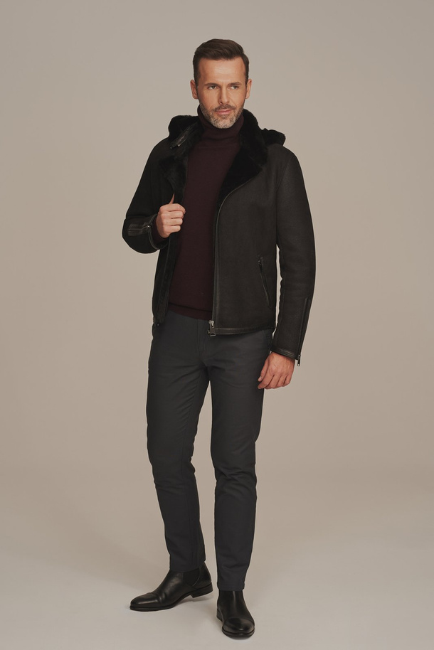 Geacă scurtă elegantă din piele naturală de miel pentru bărbați