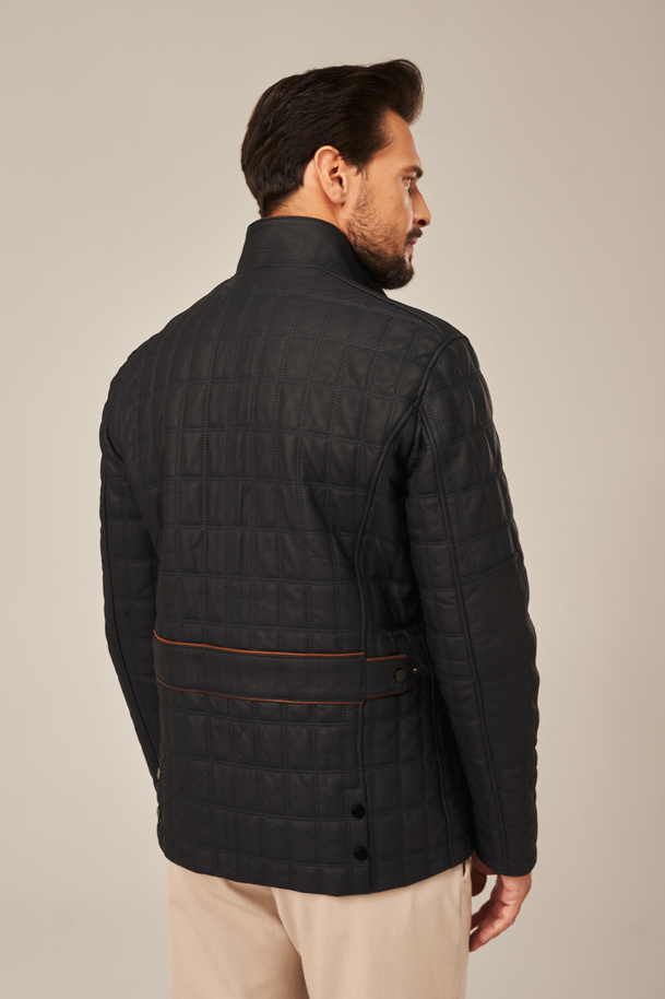 Geacă de piele bărbătească gri închis