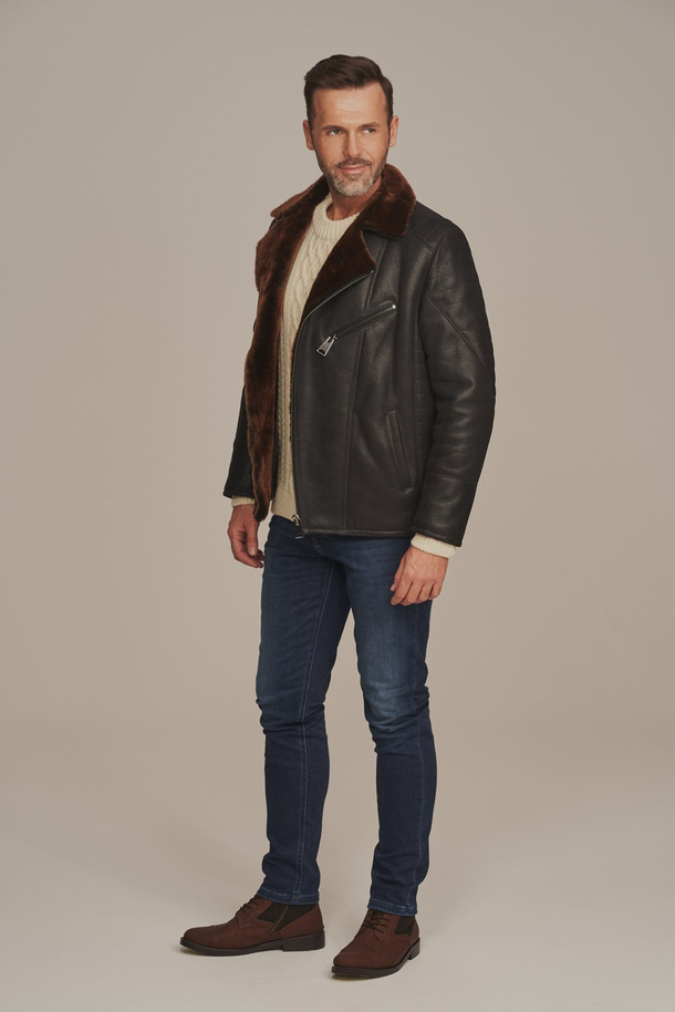 Paltoane din piele de miel pentru bărbați – geacă de iarnă stil aviator