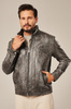 Geacă de piele bărbătească gri