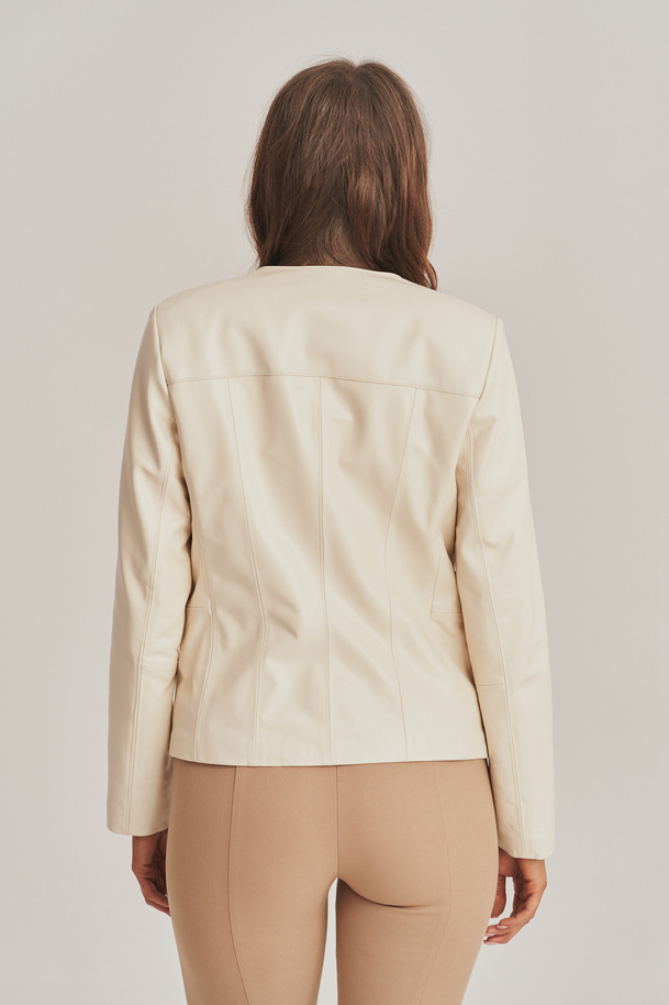 Geacă de damă clasică din piele naturală bej