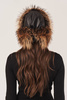 Căciulă damă ushanka din piele naturală neagră și blană naturală de enot