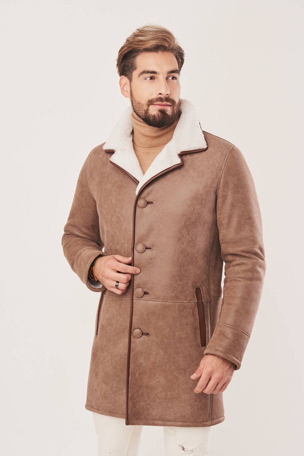 Palton bărbătesc de iarnă din piele naturală de miel