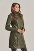 Palton de damă din piele naturală verde măsliniu