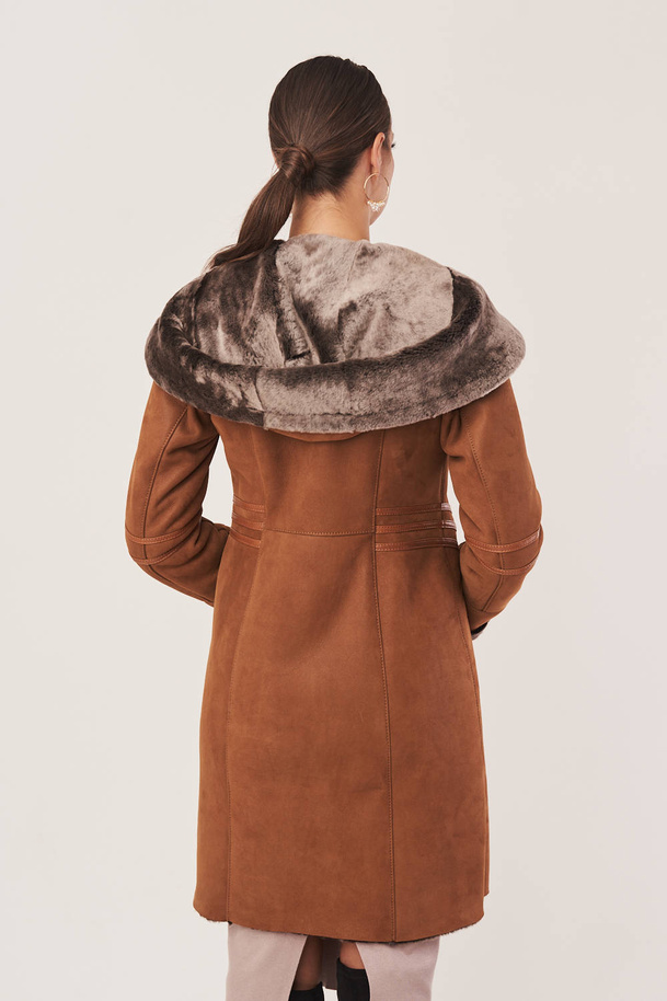 Palton din blana de miel maro