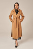 Palton lung damă bej din lână naturală Zibellino – croială clasică și materiale premium