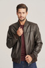 Geacă bomber bărbați din piele naturală maro închis – stil urban