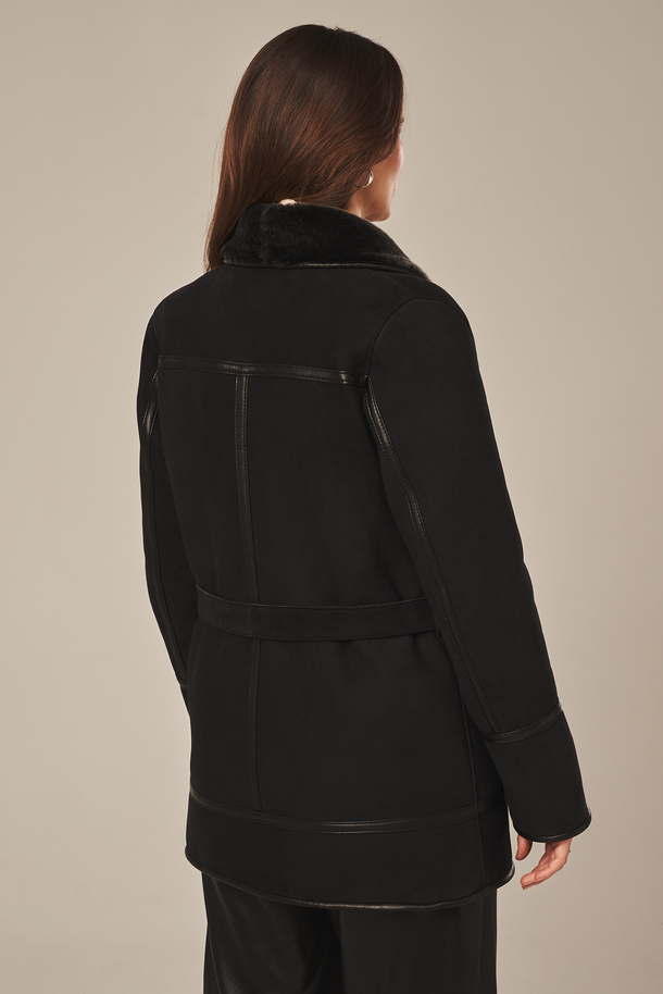 Haină naturală din piele de oaie pentru femei