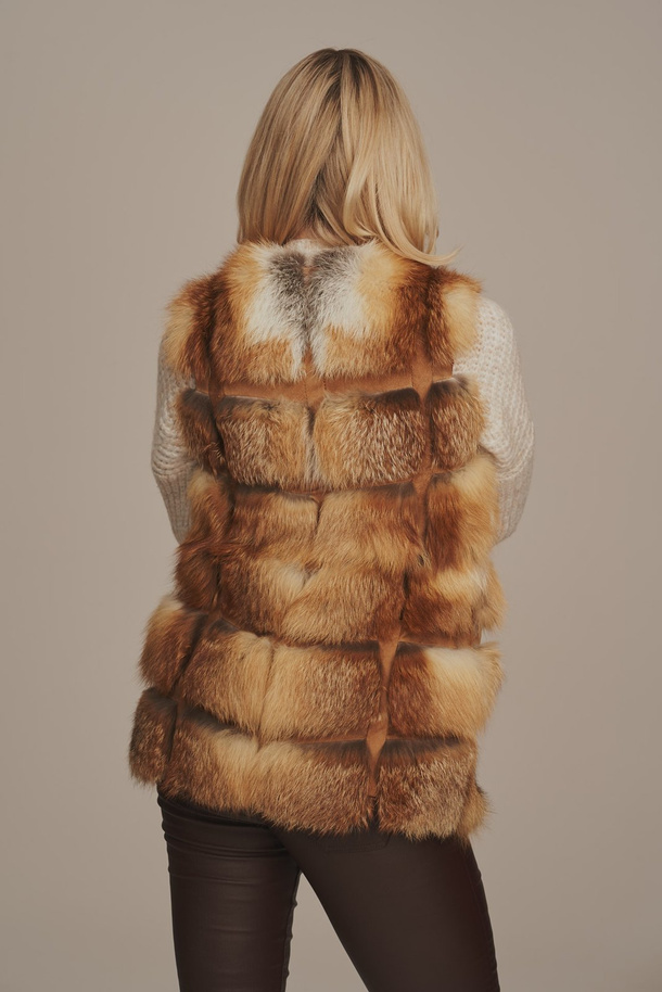 Vestă de blană de vulpe roșie naturală 