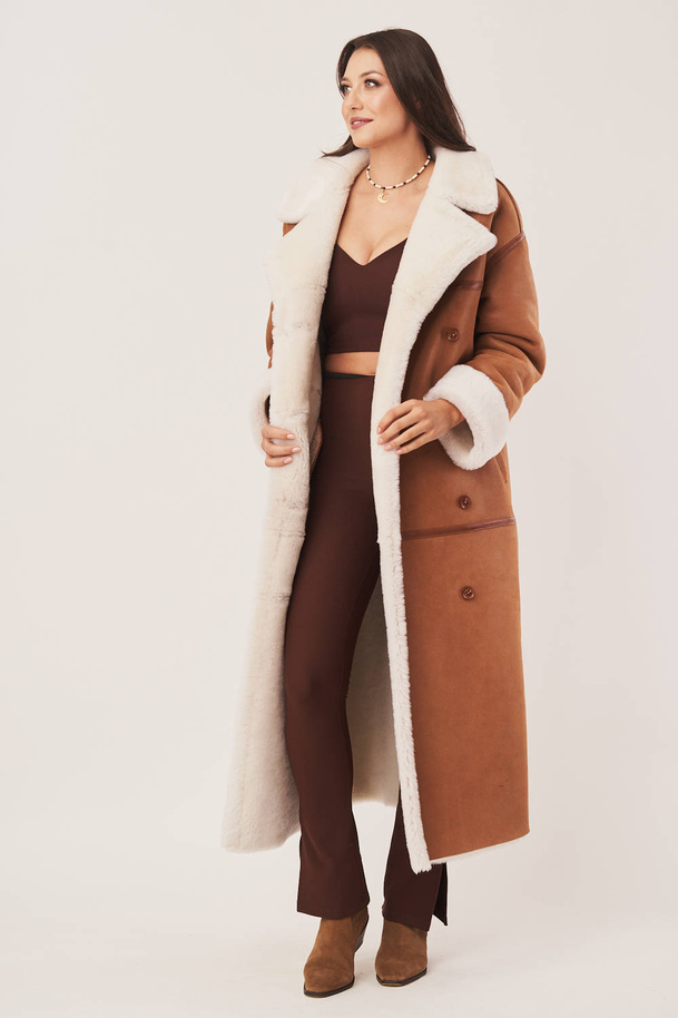 Palton damă oversize din piele de miel