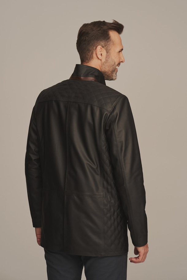 Geacă lungă bărbătească din piele naturală grafit