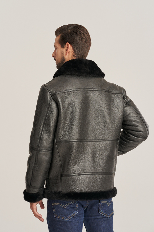 Geacă bărbătească tip aviator bomber din piele de miel