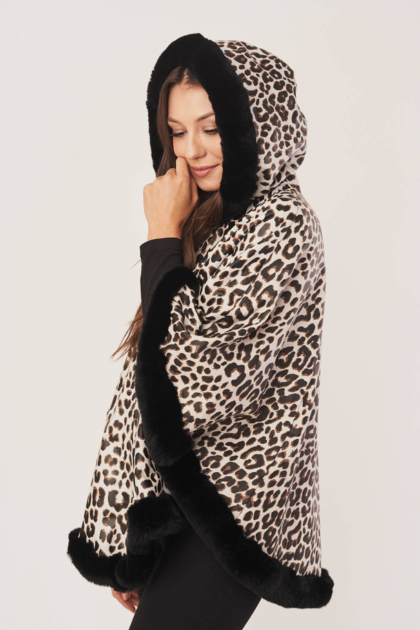 Poncho de damă din piele naturală