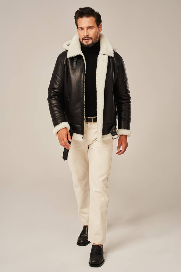 Cojoc bărbătesc de iarnă cu glugă – culoare neagră