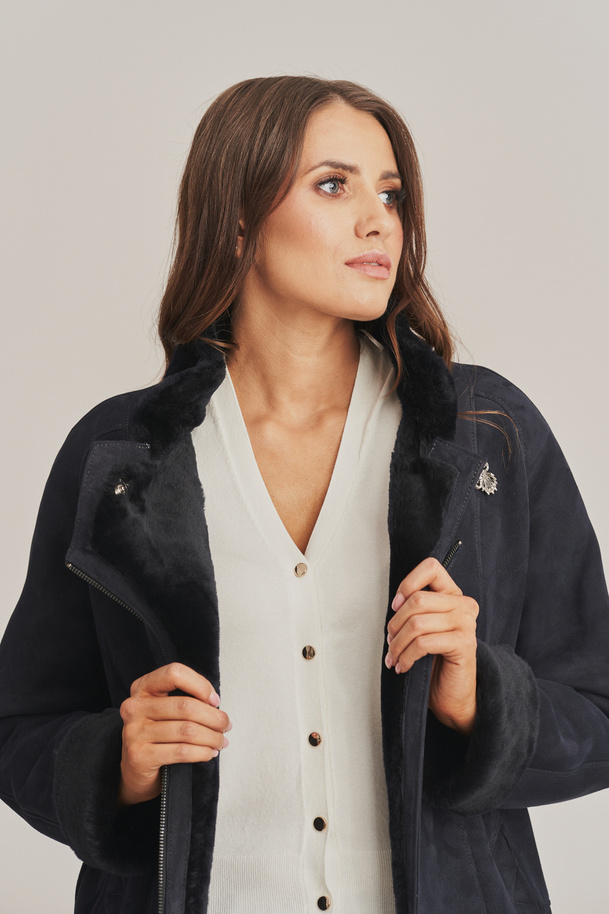 Cojoc damă bleumarin din piele naturală