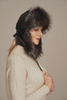 Căciulă damă neagră ushanka cu blană naturală de vulpe argintie