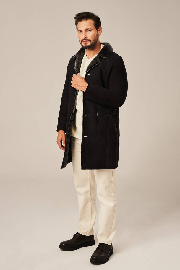 Palton bărbătesc premium din piele de miel – eleganță, căldură și calitate pentru iarnă