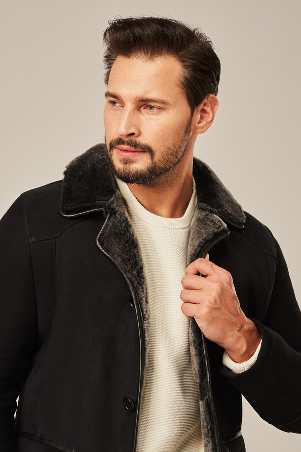 Palton bărbătesc premium din piele de miel – eleganță, căldură și calitate pentru iarnă