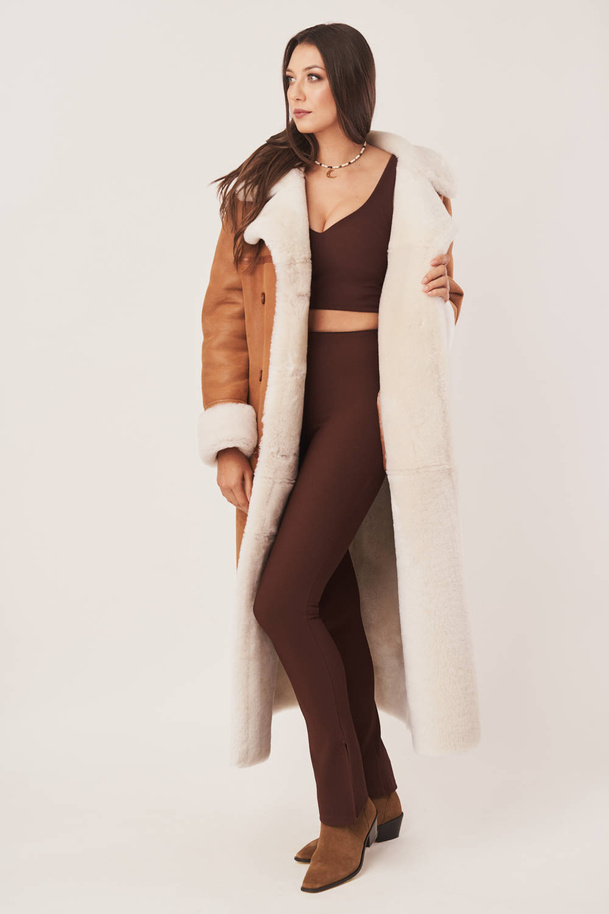 Palton damă oversize din piele de miel