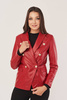 Sacou de damă din piele naturală roșu