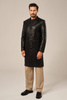 Palton elegant bărbătesc din piele naturală neagră