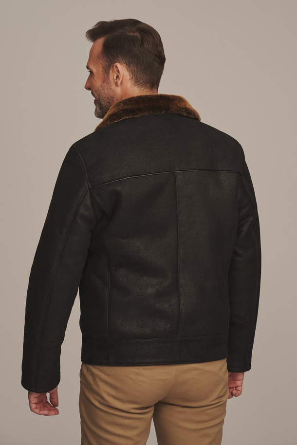 Geacă de iarnă din piele naturală de miel pentru bărbați