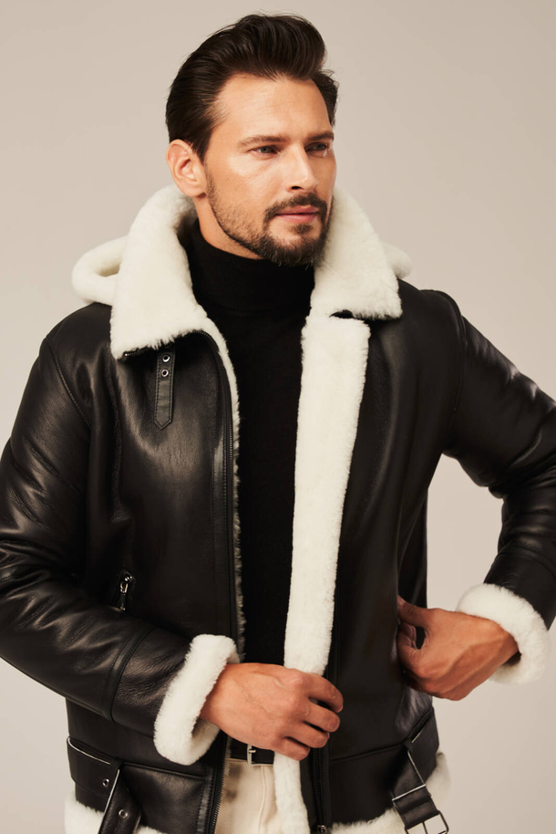 Cojoc bărbătesc de iarnă cu glugă – culoare neagră