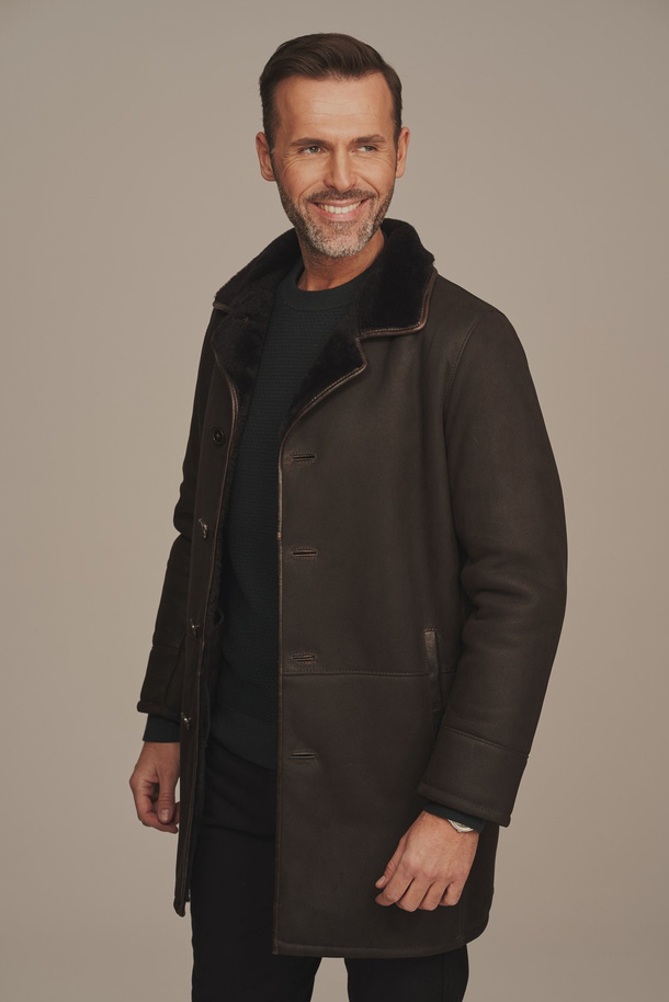 Palton bărbătesc de iarnă din piele naturală de miel