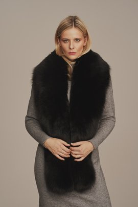 Guler luxos din blană naturală de vulpe neagră