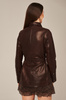 Geacă de damă tip cămașă din piele naturală maro ciocolatiu