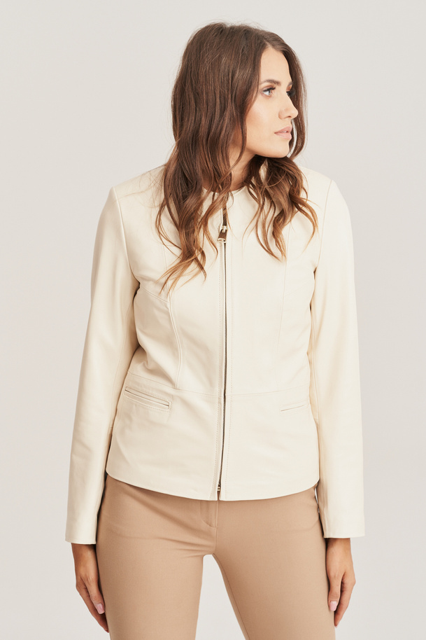 Geacă de damă clasică din piele naturală bej