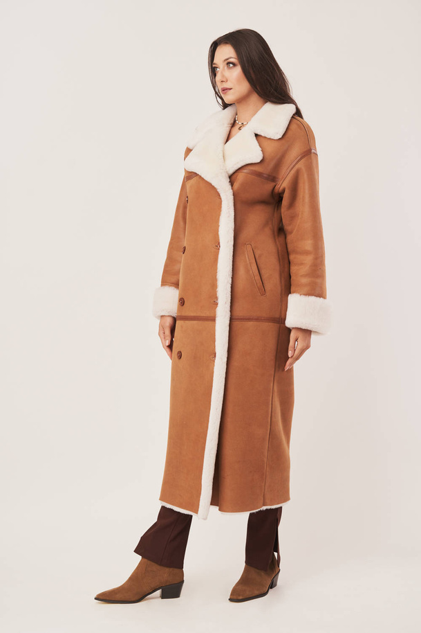 Palton damă oversize din piele de miel