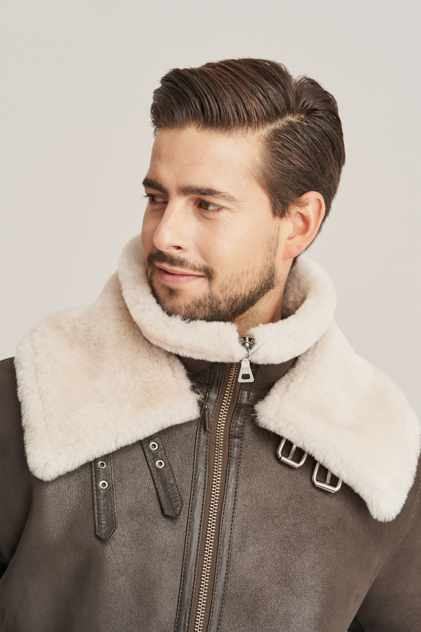 Geacă pilotă bomber pentru bărbați B2/B3 din piele naturală de miel, maro