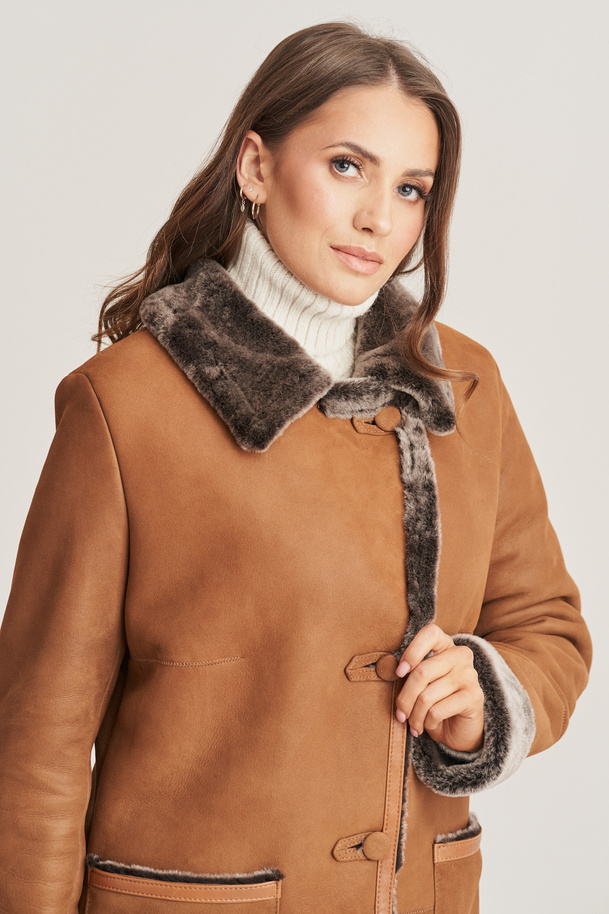 Cojoc damă din piele naturală, maro