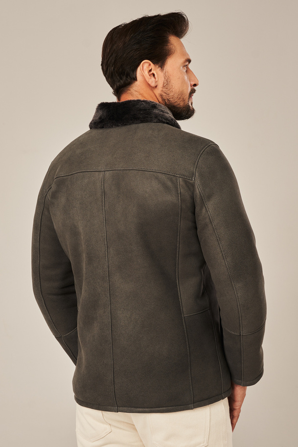 Geacă scurtă iarnă bărbați din piele naturală de miel – Gri