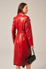 Palton damă roșu din piele naturală de miel, lung până la genunchi