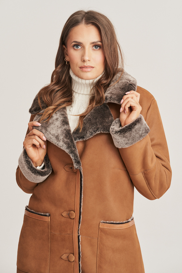 Cojoc damă din piele naturală, maro