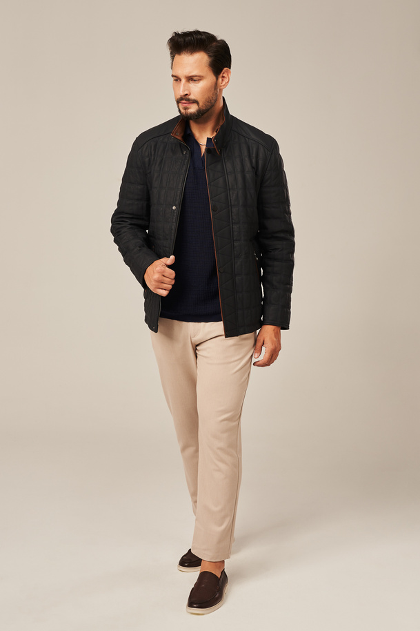 Geacă de piele bărbătească gri închis