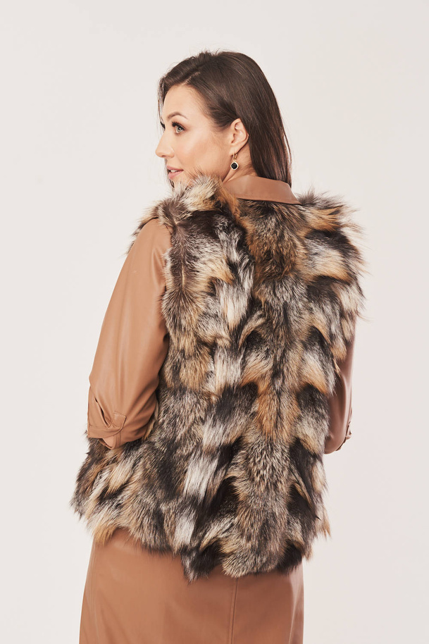 Vestă de blană pentru femei din blană de vulpe – eleganță naturală pentru toamnă și primăvară