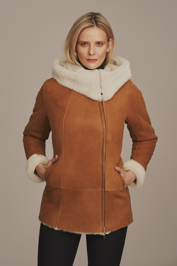 Geacă de iarnă pentru femei din piele naturală de miel