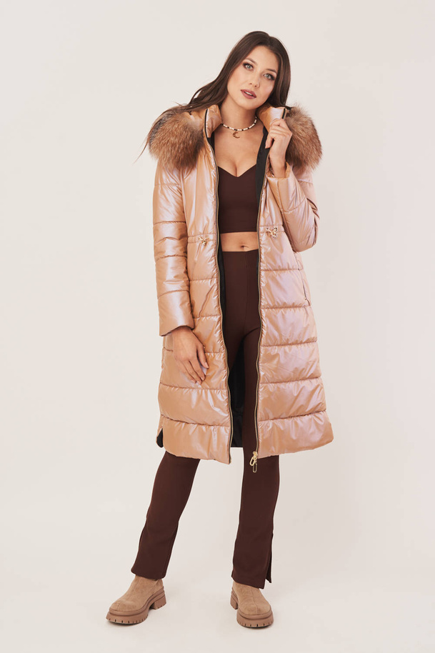 Palton pufos de damă cu blană naturală - Eleganță și confort în iarnă