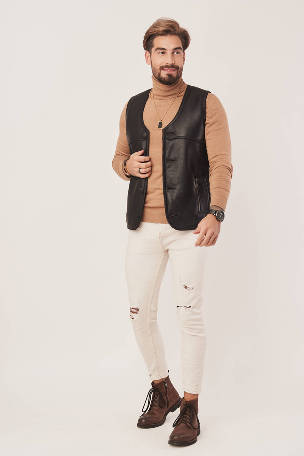 Vestă bărbătească din piele naturală de miel