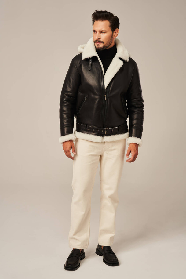 Cojoc bărbătesc de iarnă cu glugă – culoare neagră