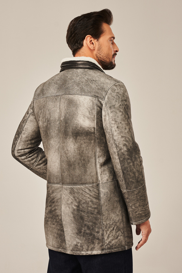 Palton bărbătesc de iarnă elegant din piele naturală de miel 