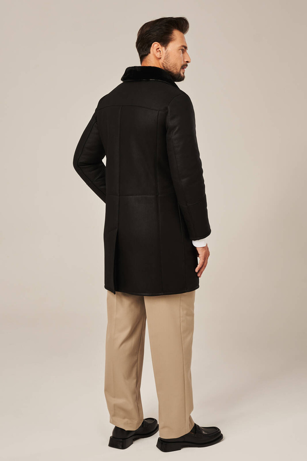 Palton bărbătesc din piele naturală de miel – eleganță clasică și confort pentru iarnă