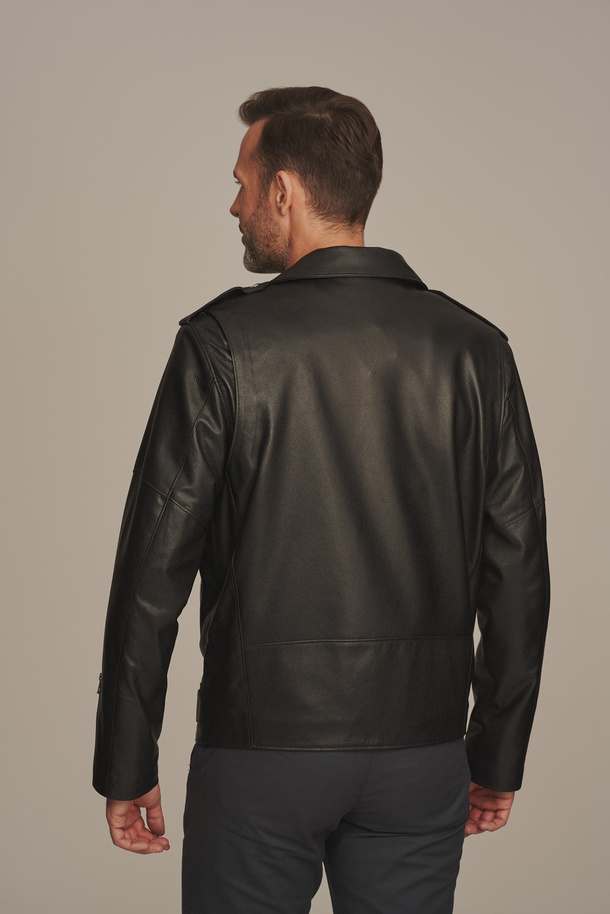 Geacă de piele neagră bărbați Ramones – rezistentă și stilată