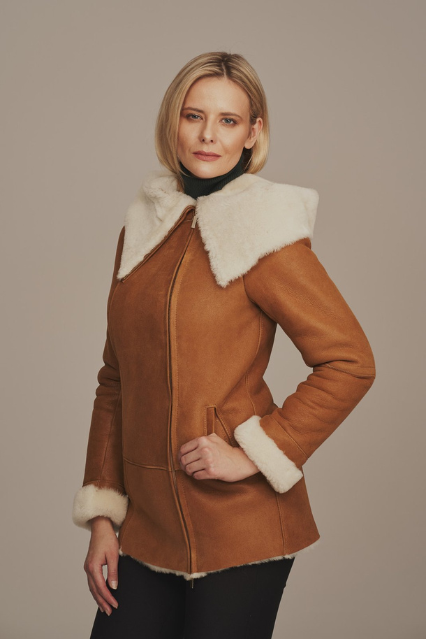 Geacă de iarnă pentru femei din piele naturală de miel